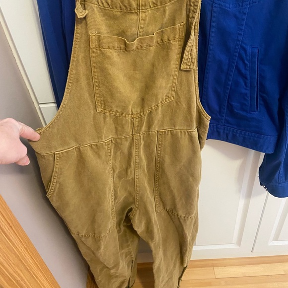 Aerie Relaxed Utility Overalls Tan Brown Cotton Workwear Style Size S - Picture 3 of 8